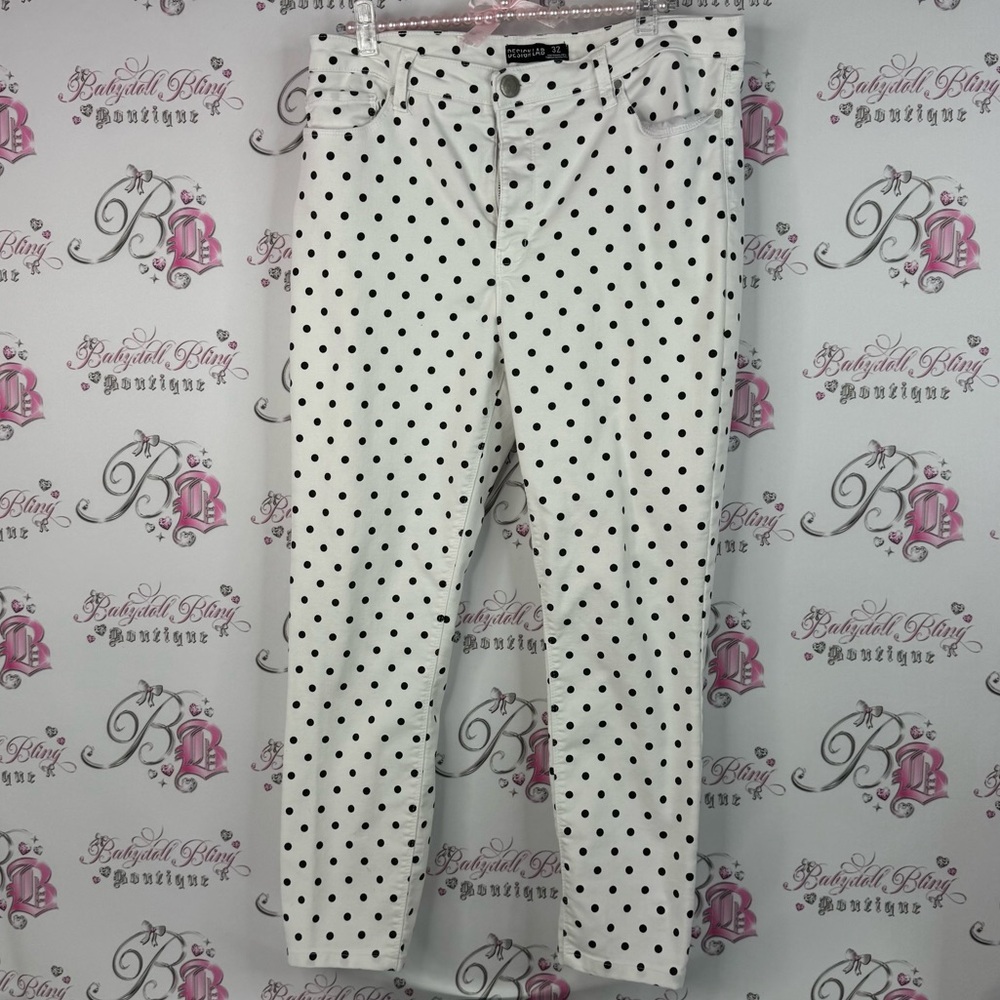 Design Lab Lord & Taylor pants dotted White Polka Dot Jeans